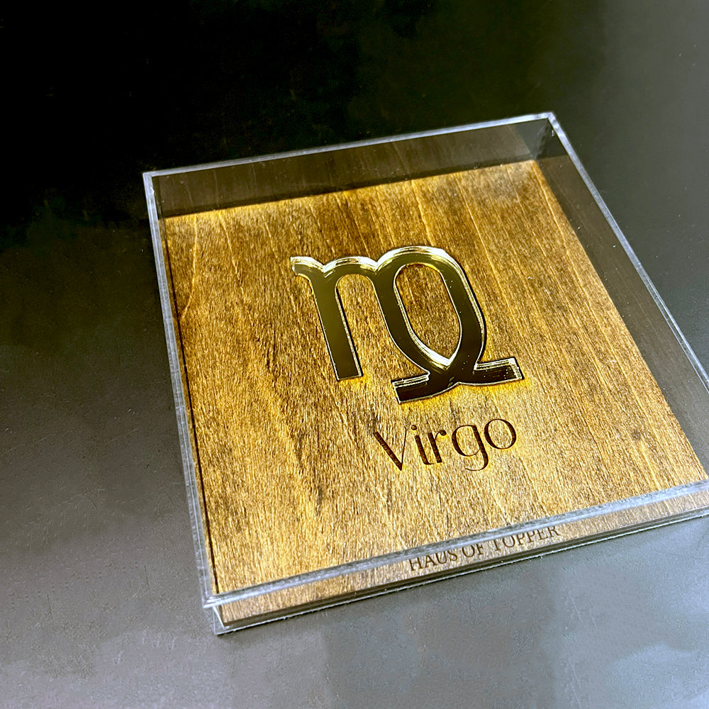 Virgo Wood & Gold Mirrored Acrylic Rolling Tray