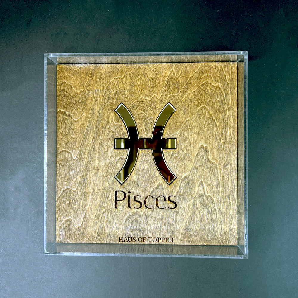 Pisces Wood & Gold Mirrored Acrylic Rolling Tray