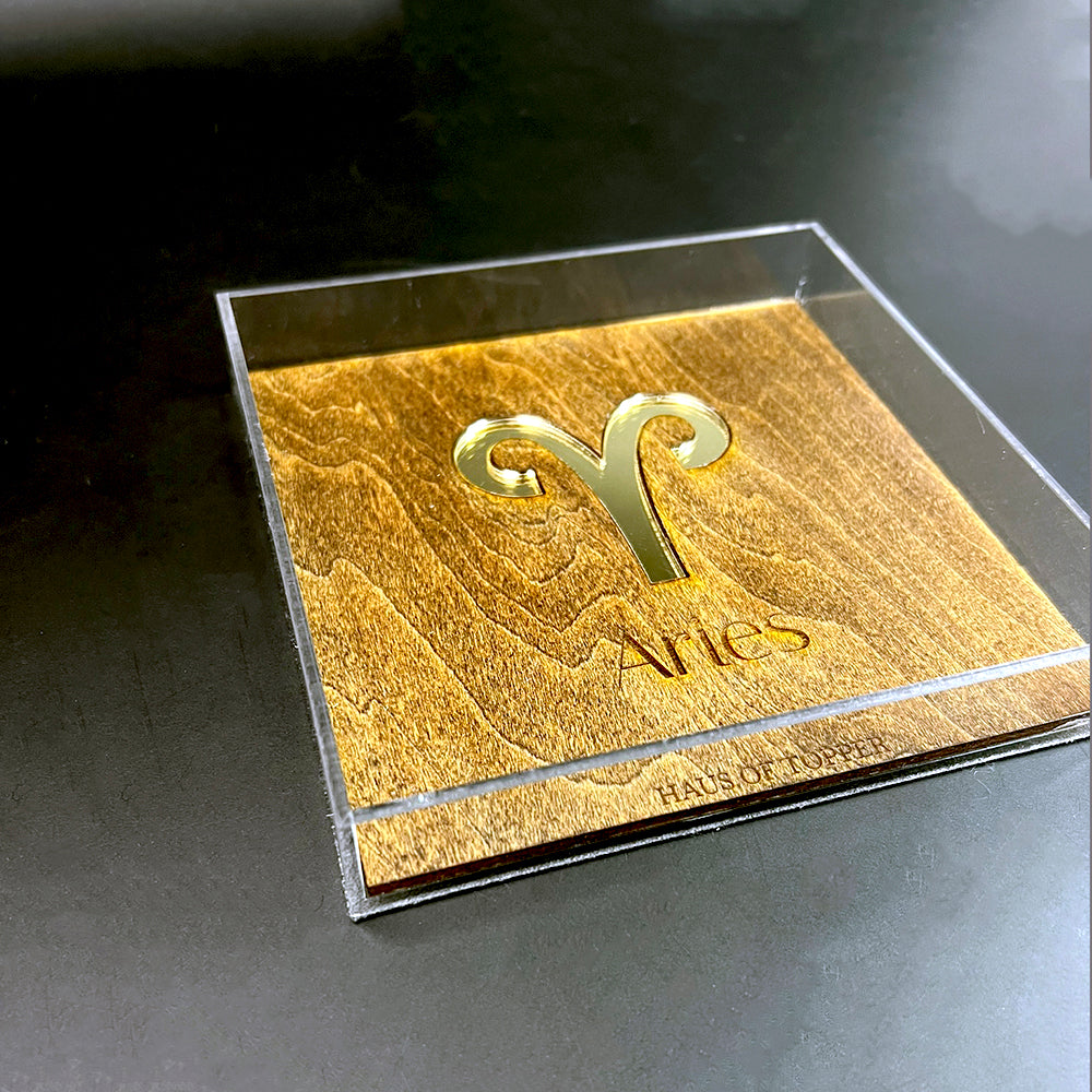 Aries Wood & Gold Mirrored Acrylic Rolling Tray