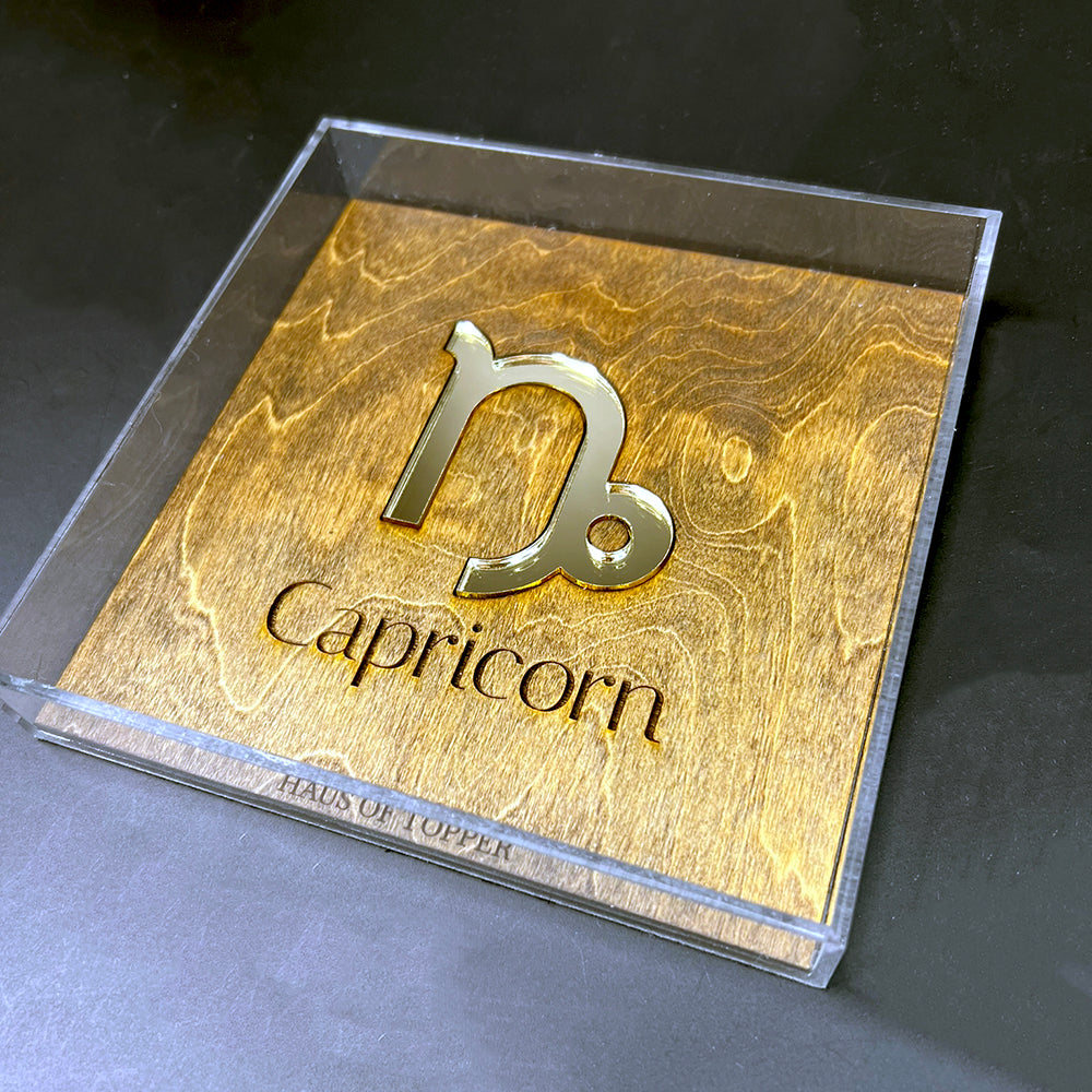 Capricorn Wood & Gold Mirrored Acrylic Rolling Tray