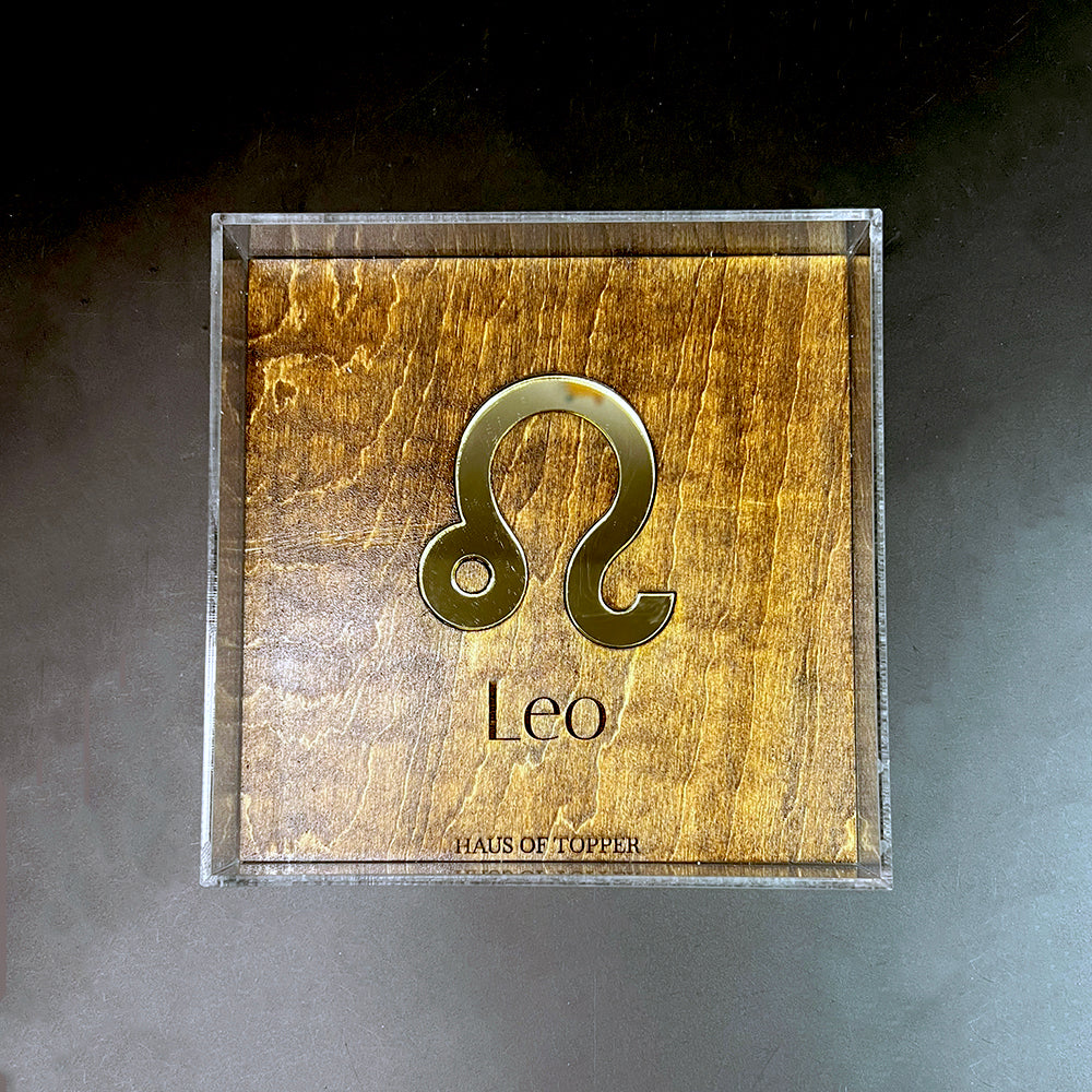 Leo Wood & Gold Mirrored Acrylic Rolling Tray