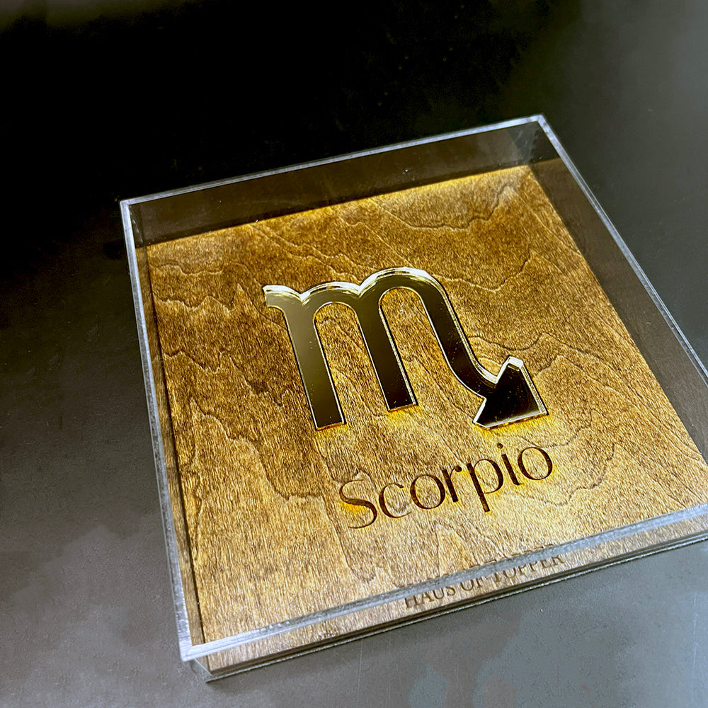 Scorpio Wood & Gold Mirrored Acrylic Rolling Tray