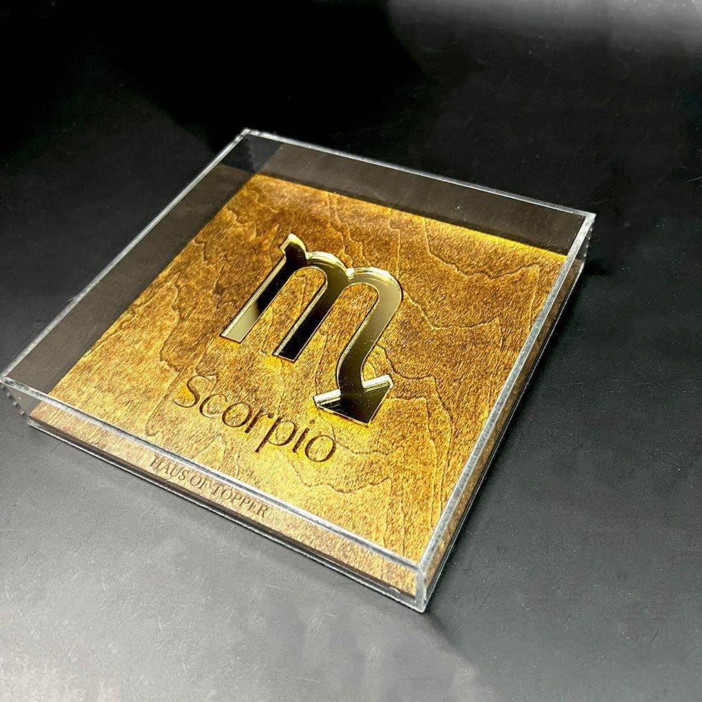 Scorpio Wood & Gold Mirrored Acrylic Rolling Tray