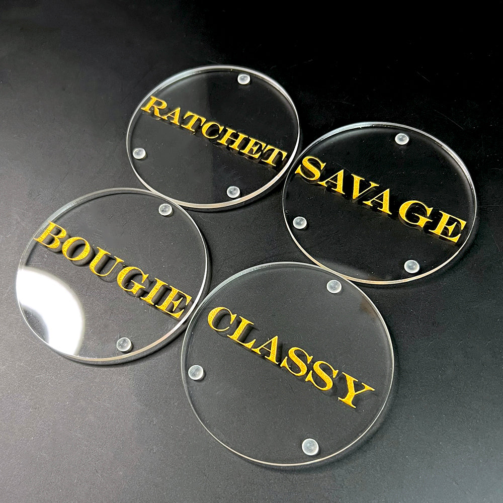 The CSBC Coasters in Clear & Gold