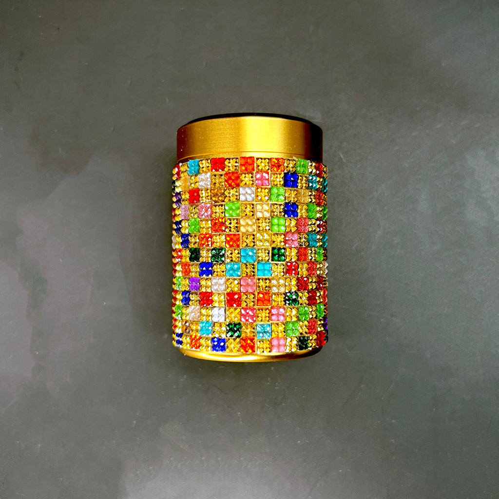 Golden Klimt Crystal Encrusted Stash Canister