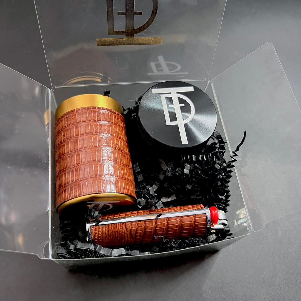 Cognac Lizard Stash Gift Set