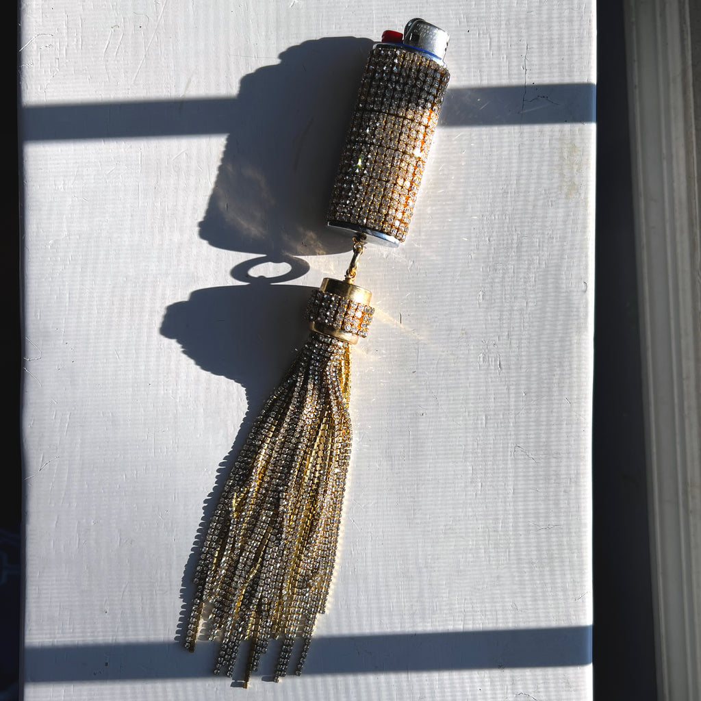 Crystal Whip Lighter in Gold
