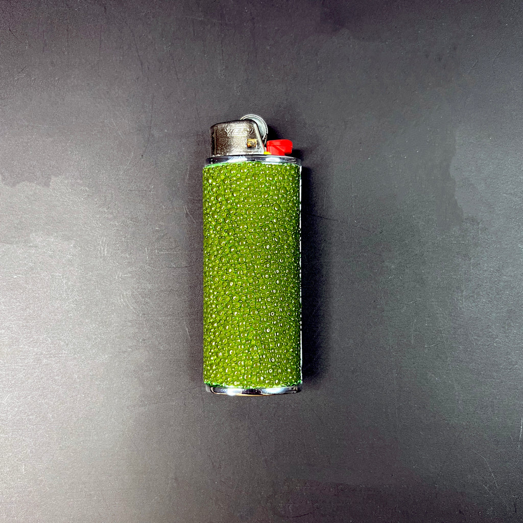 India Green Shagreen Classic Bic Lighter Cover