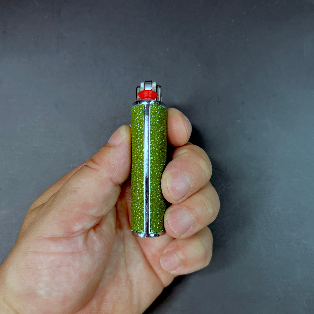 India Green Shagreen Classic Bic Lighter Cover