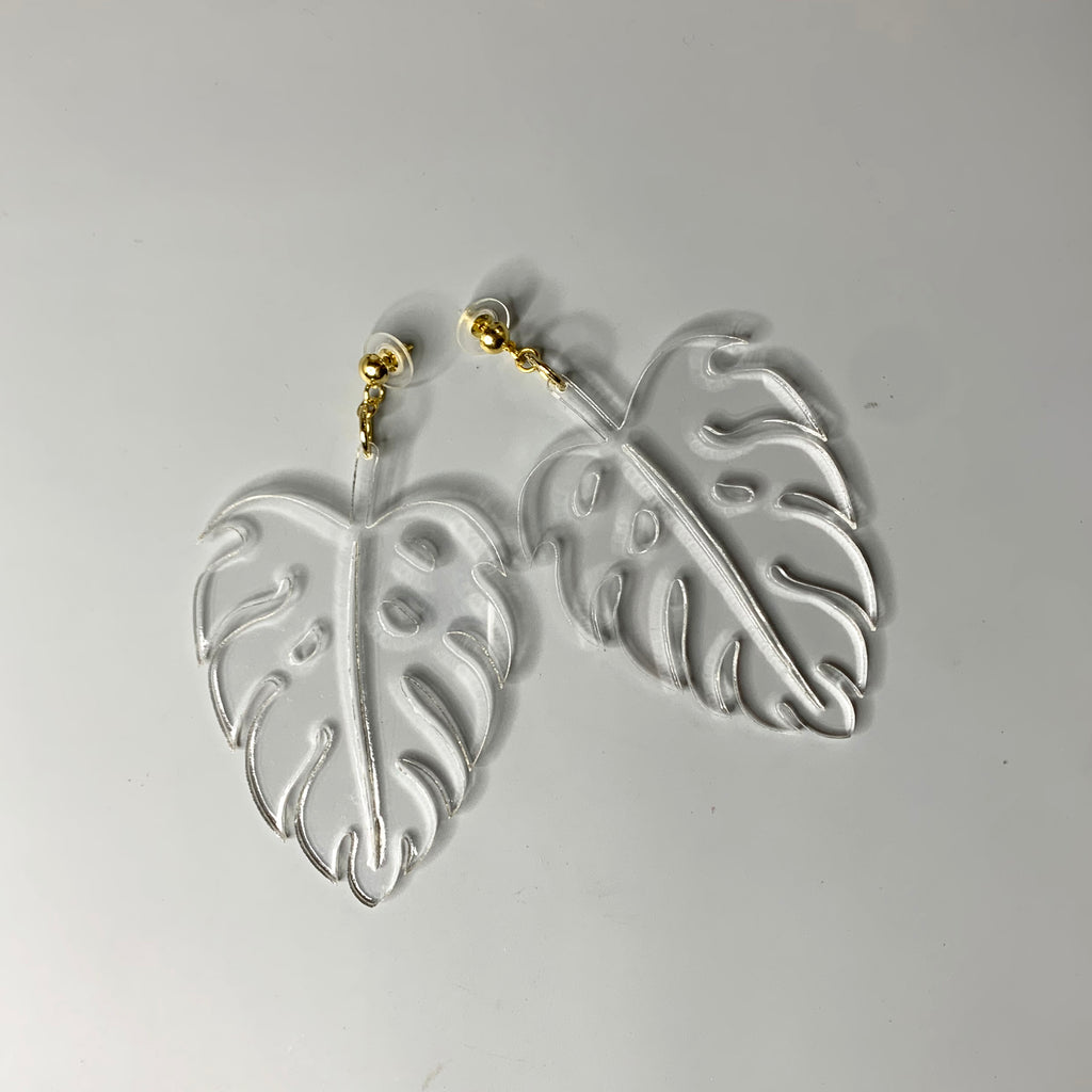 The Clear Foss Monstera Earrings