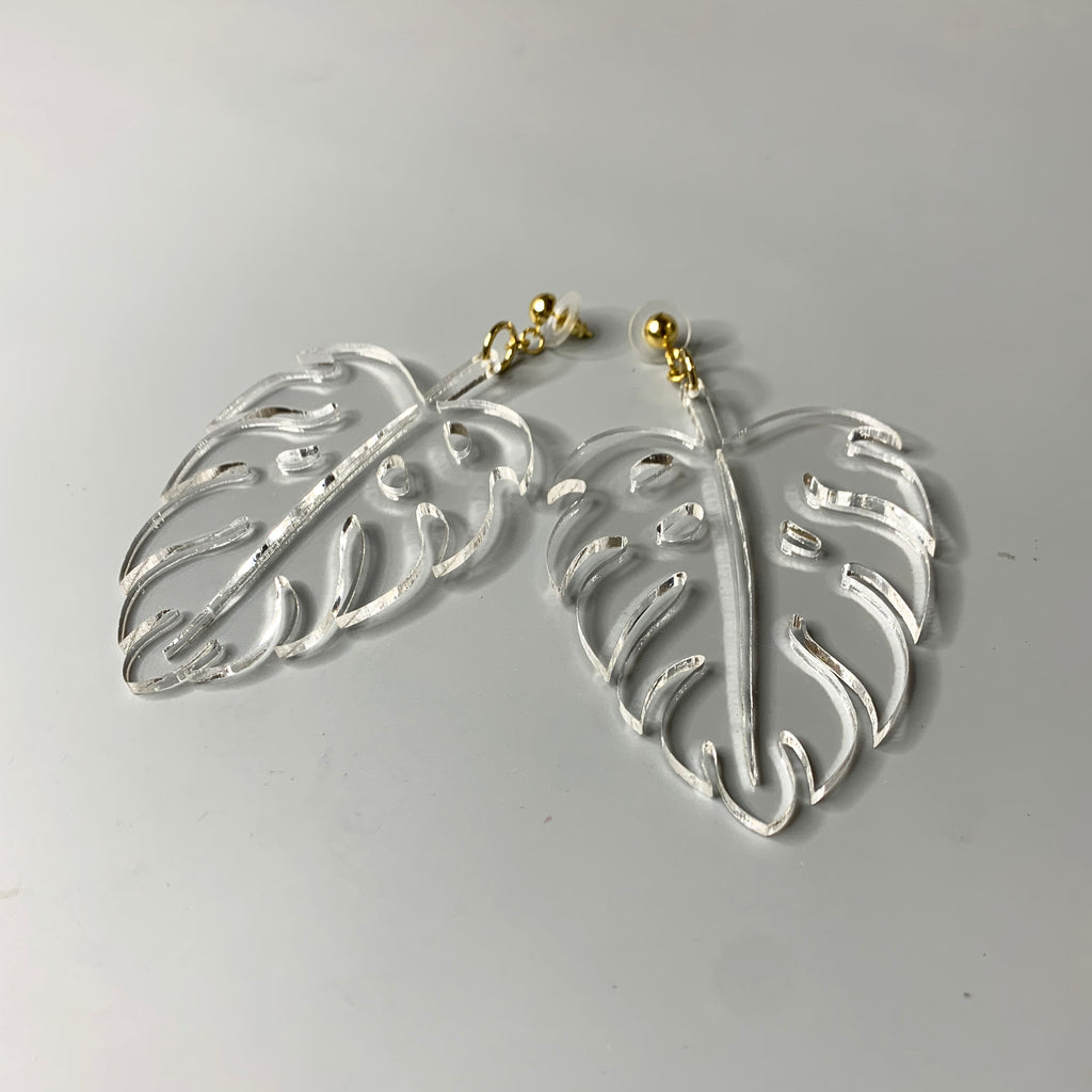 The Clear Foss Monstera Earrings