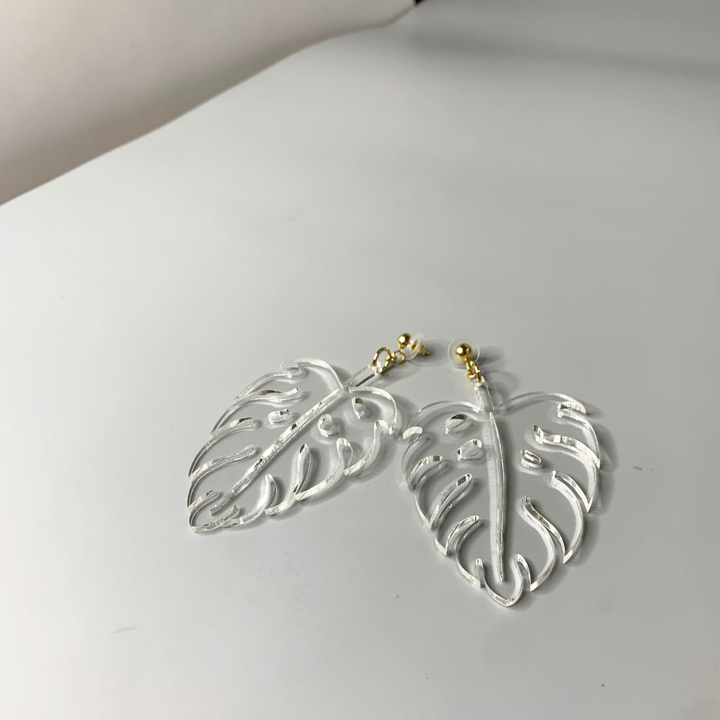 The Clear Foss Monstera Earrings