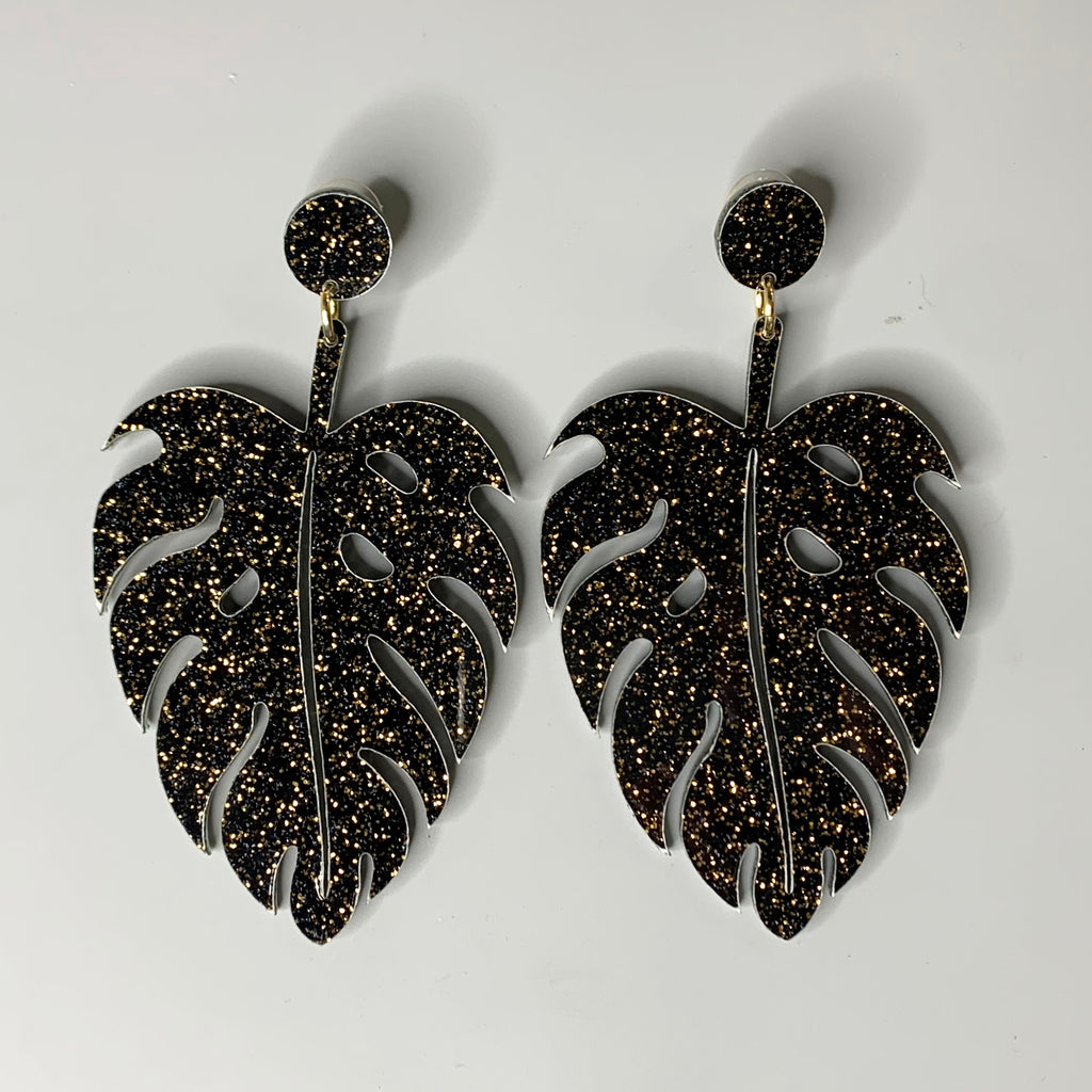 Starry Night Foss Monstera Earrings