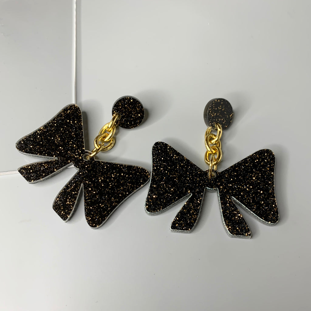 Midnight Sparkle Bow Earrings