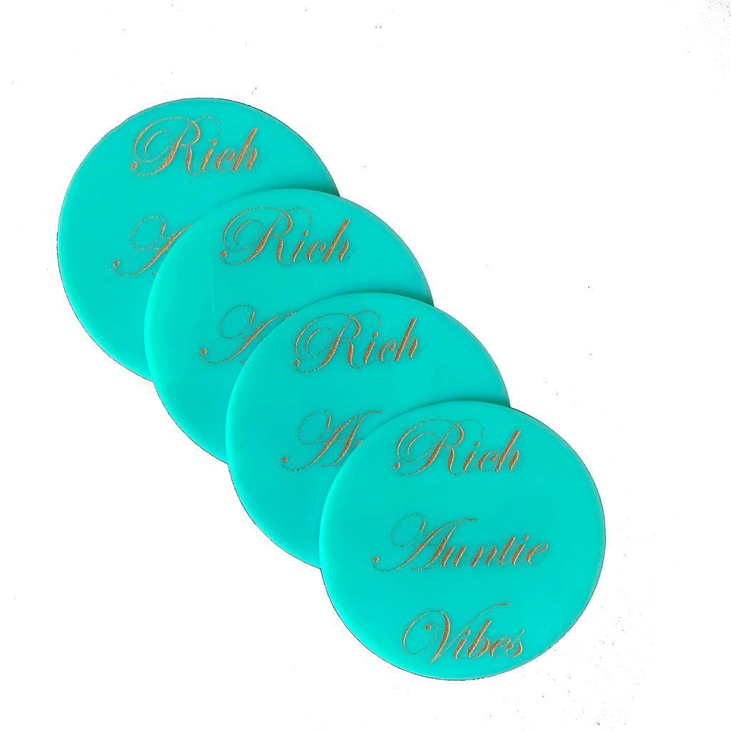 Rich Auntie Vibes Coasters in Turquoise
