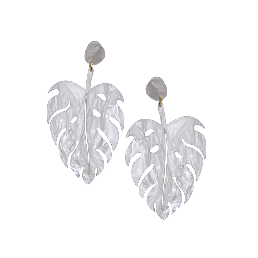 The Foss Monstera Earrings in Oyster
