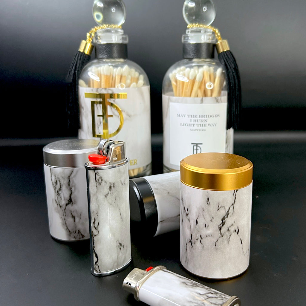 Black & White Marble Classic Bic Lighter Cover