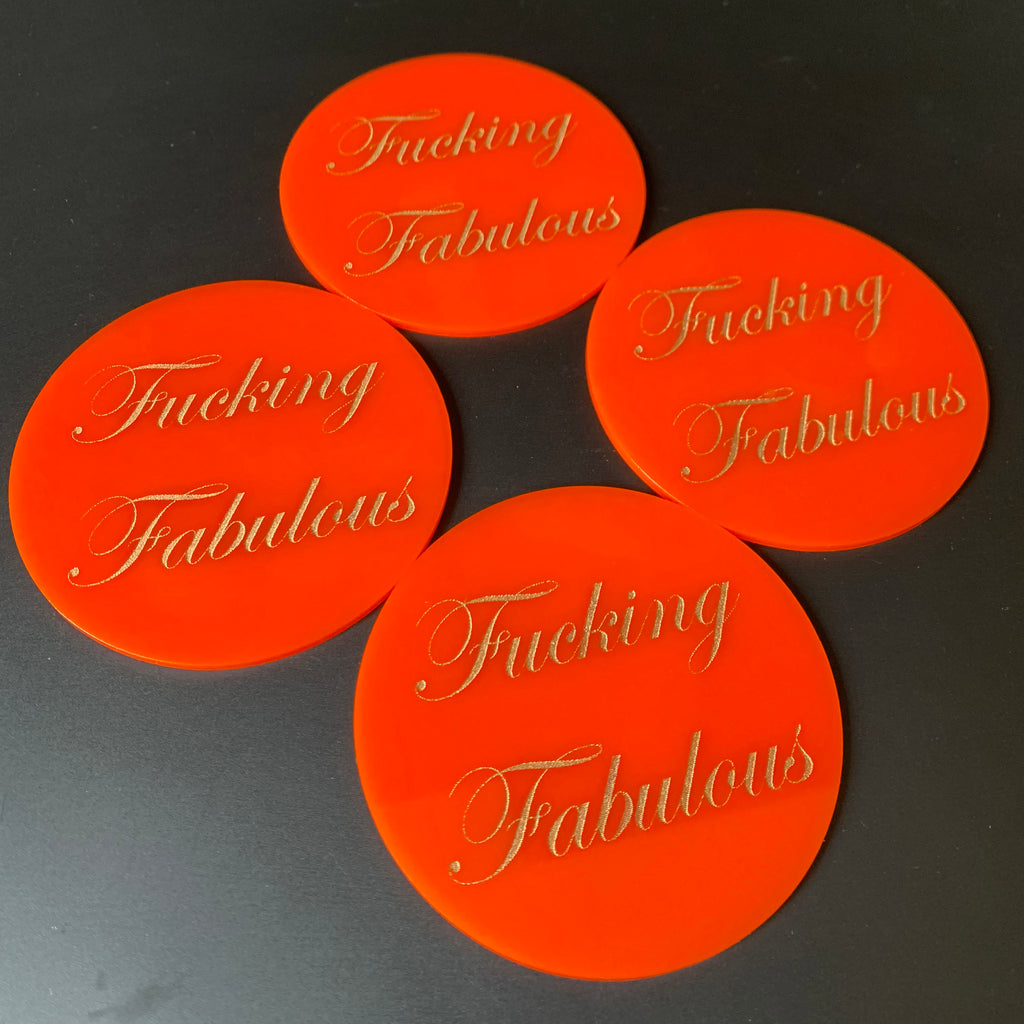 Fucking Fabulous Coasters in Orange