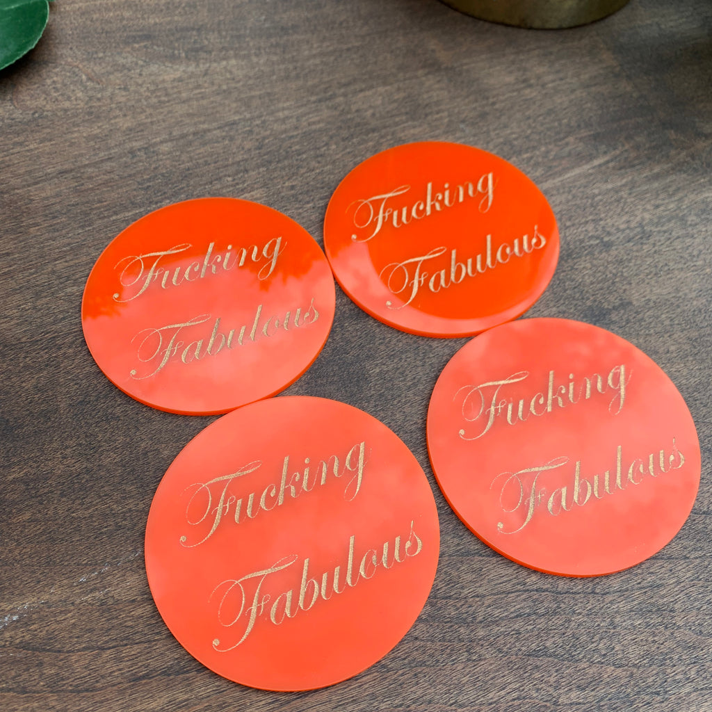 Fucking Fabulous Coasters in Orange