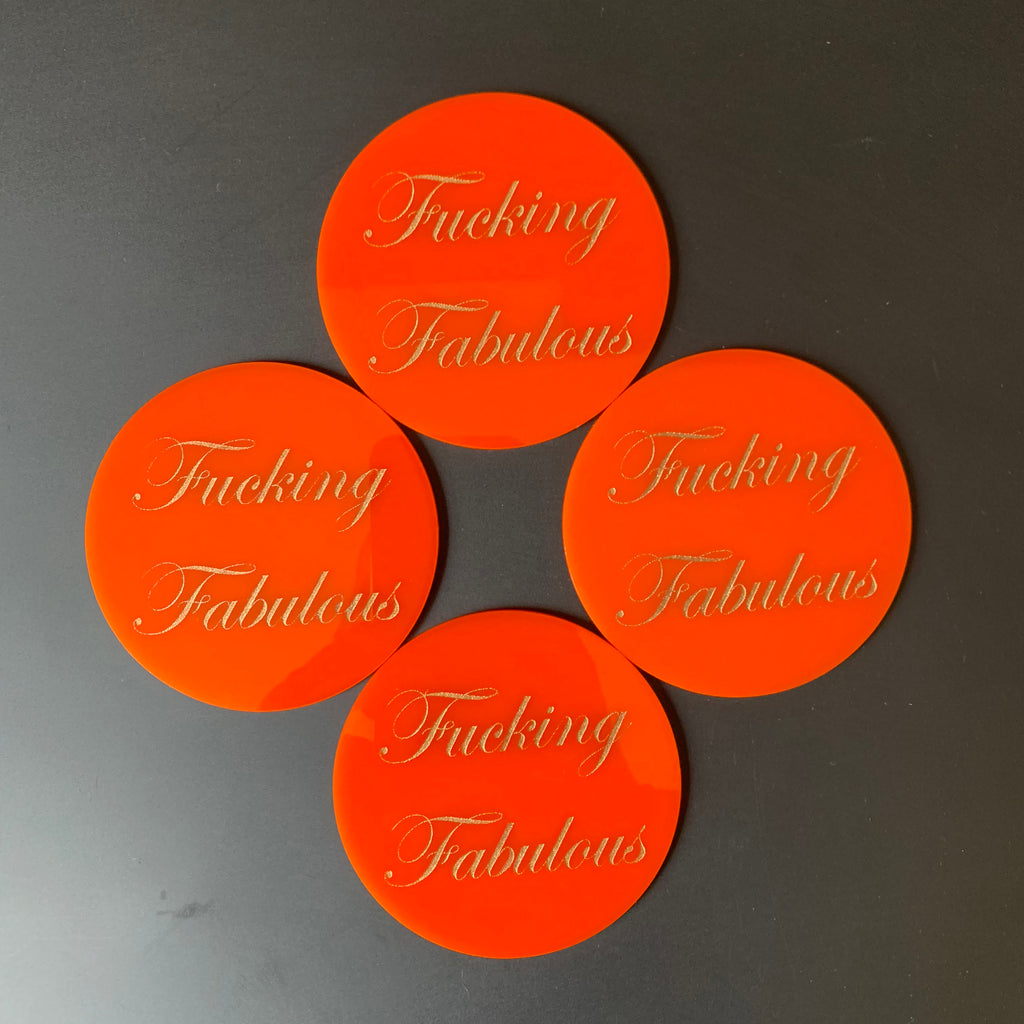 Fucking Fabulous Coasters in Orange