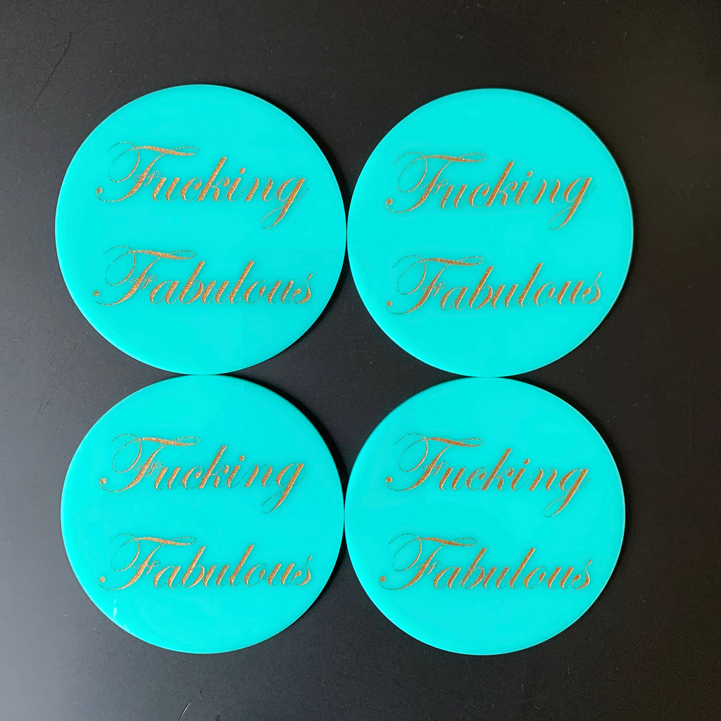 Fucking Fabulous Coasters in Turquoise