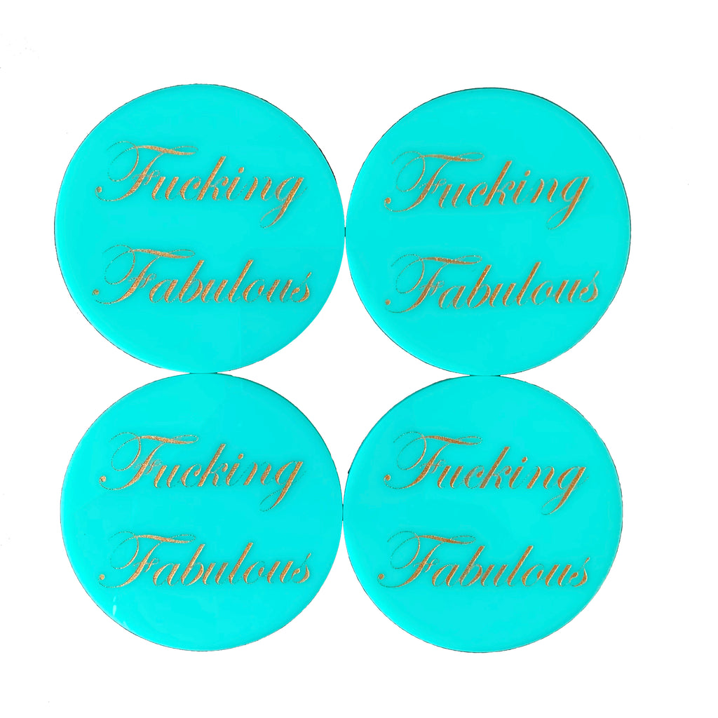 Fucking Fabulous Coasters in Turquoise