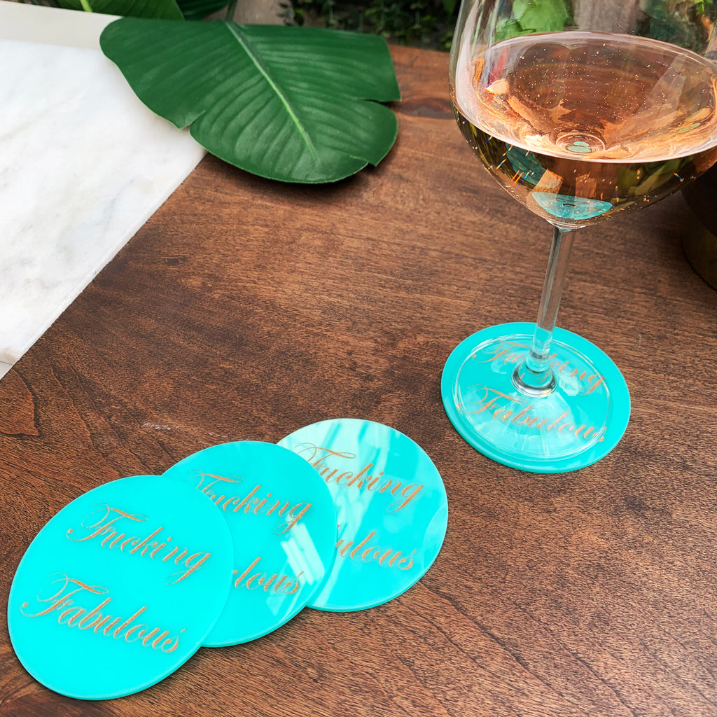 Fucking Fabulous Coasters in Turquoise