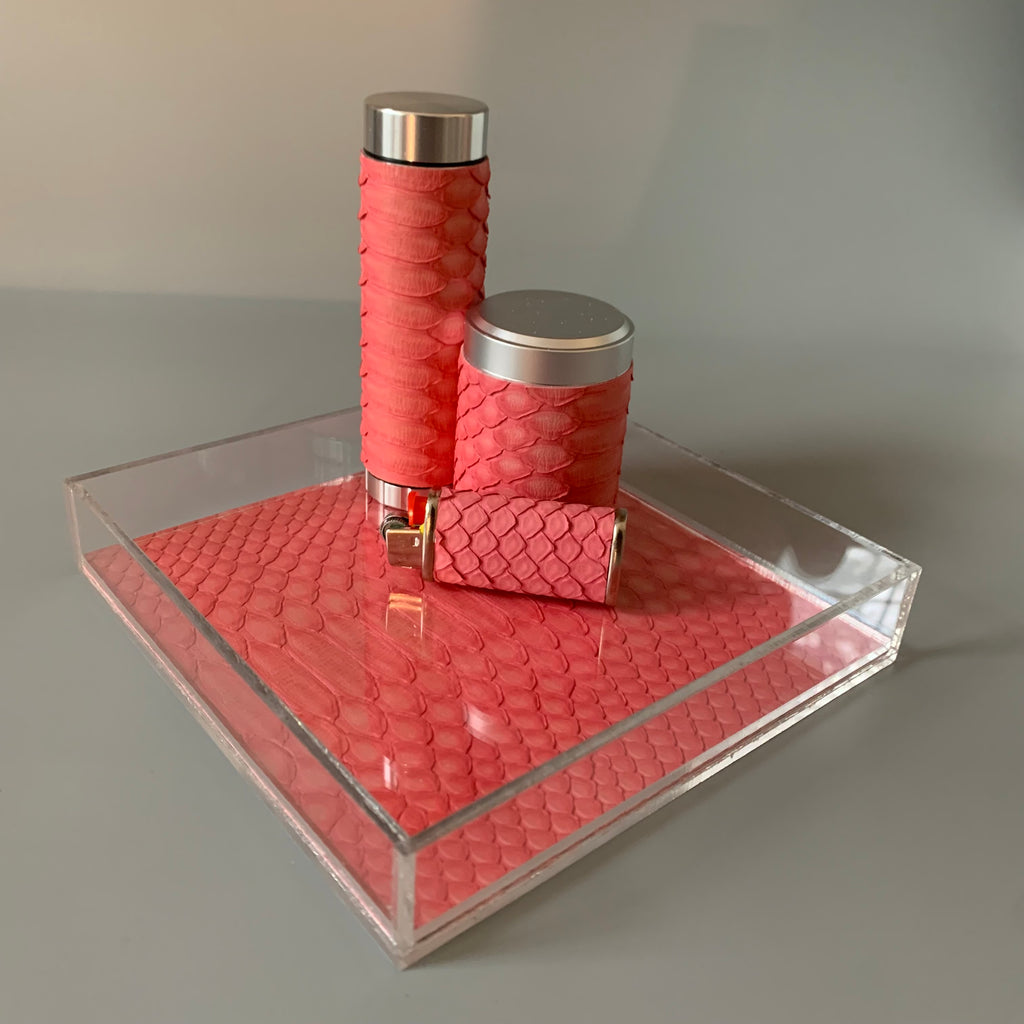 Pink Python Lucite Rolling Tray