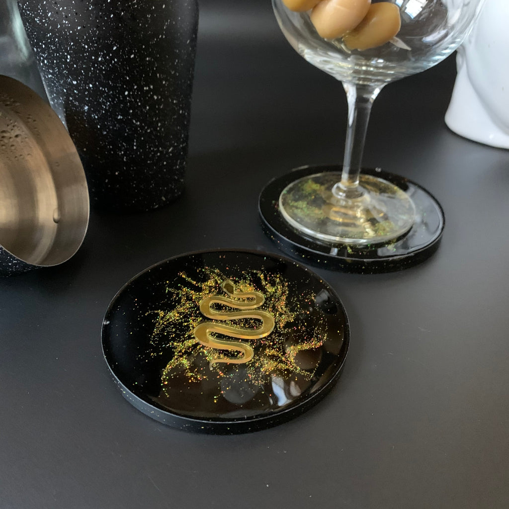 Golden Serpent in Gold Dust Coasters