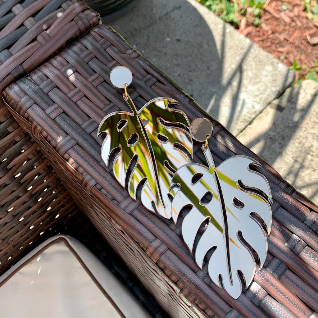 The Foss Monstera Earrings in Bronze Mirror
