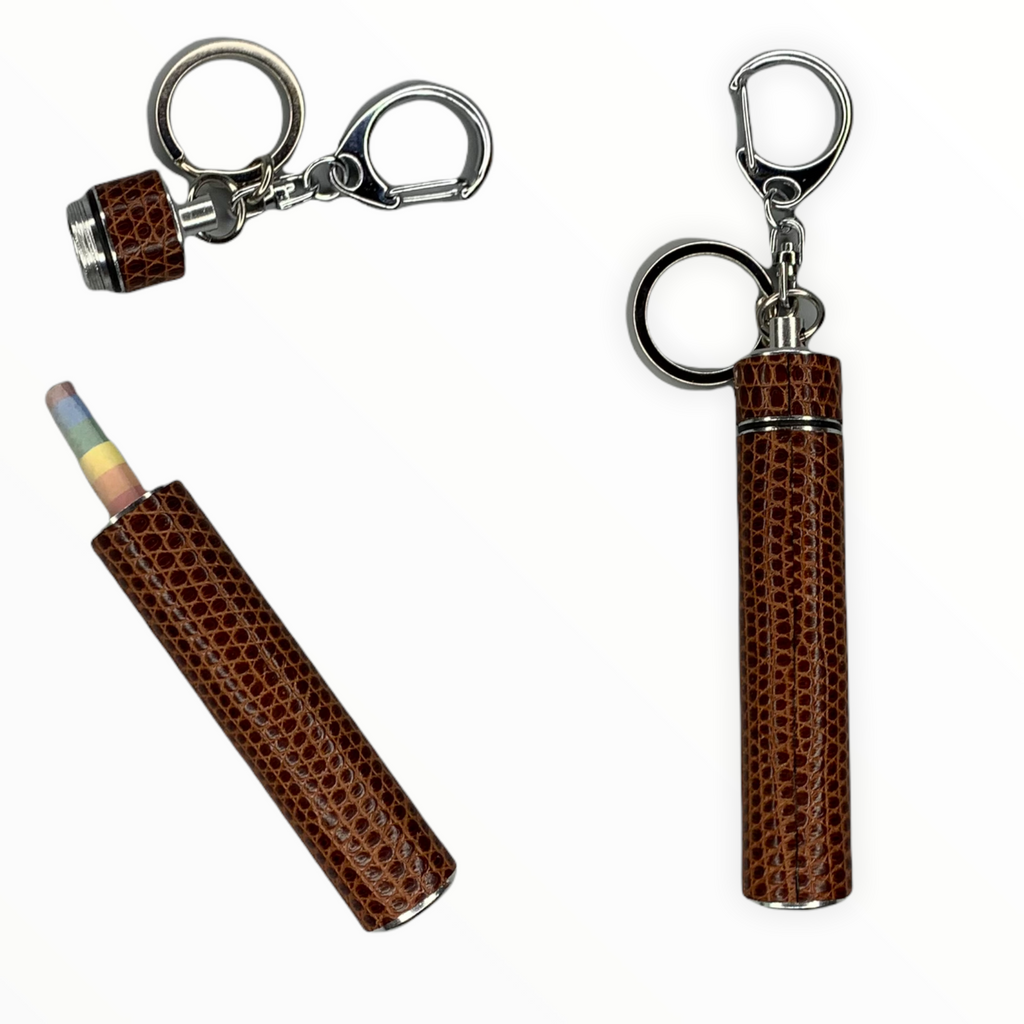 Pre-roll Travel Key Charm in Cognac Lizard