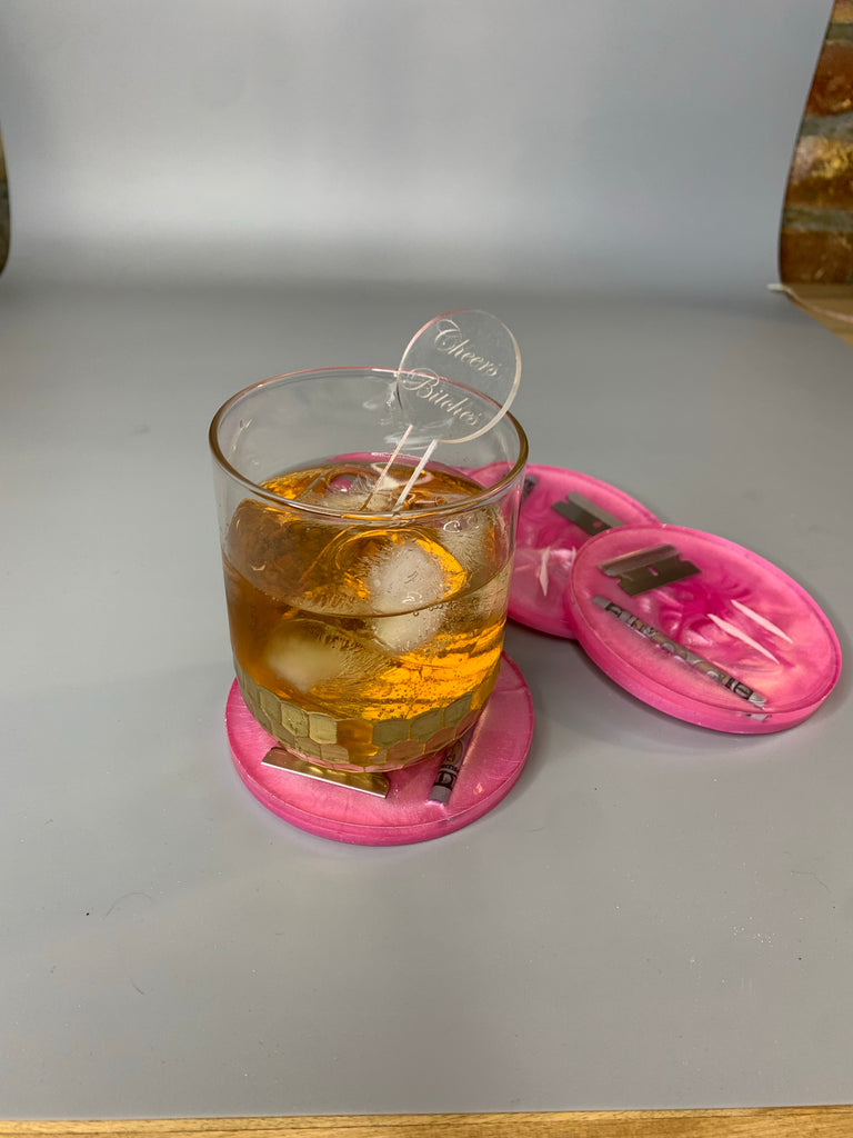 Hot Pink Studio 54 Nose Candy Coaster Set