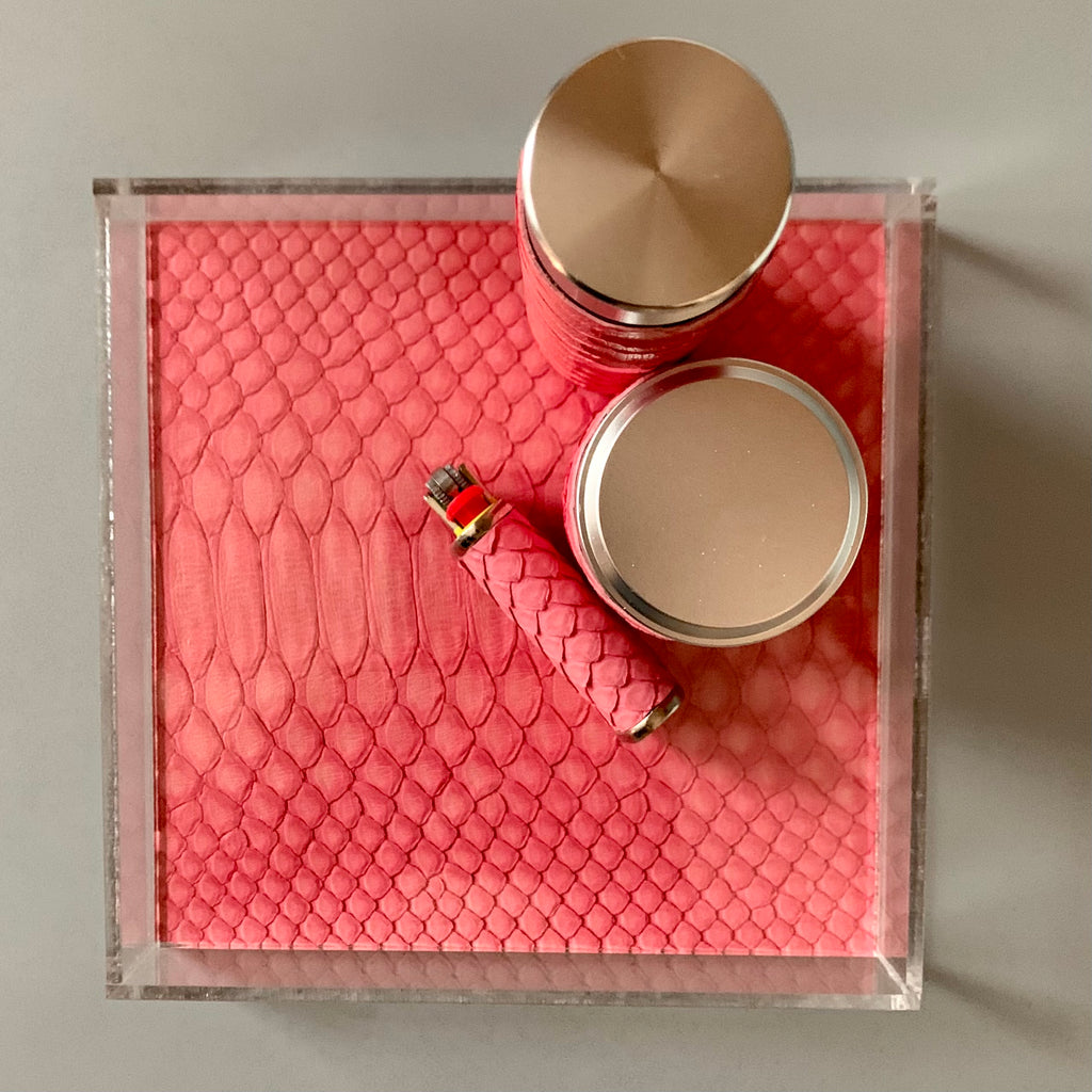 Pink Python Lucite Rolling Tray