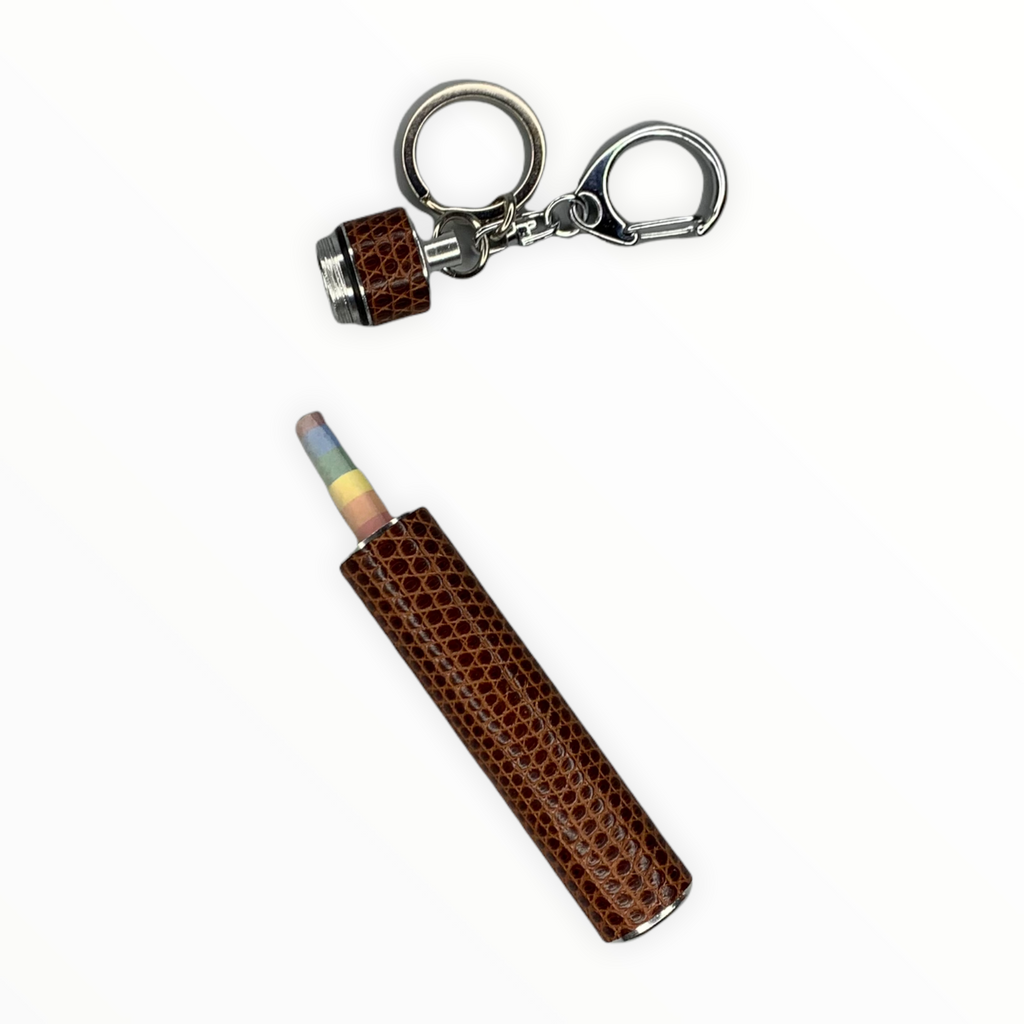 Pre-roll Travel Key Charm in Cognac Lizard