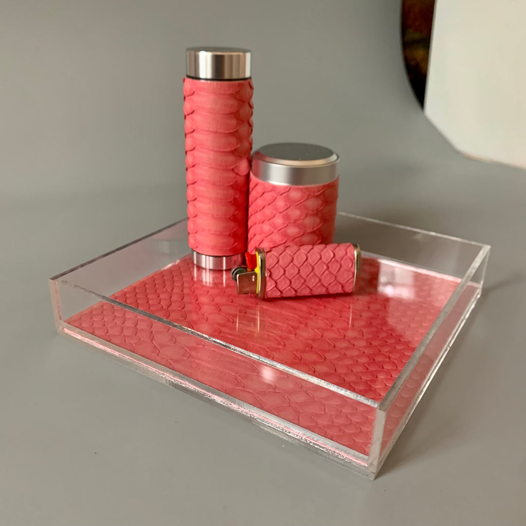 Pink Python Lucite Rolling Tray