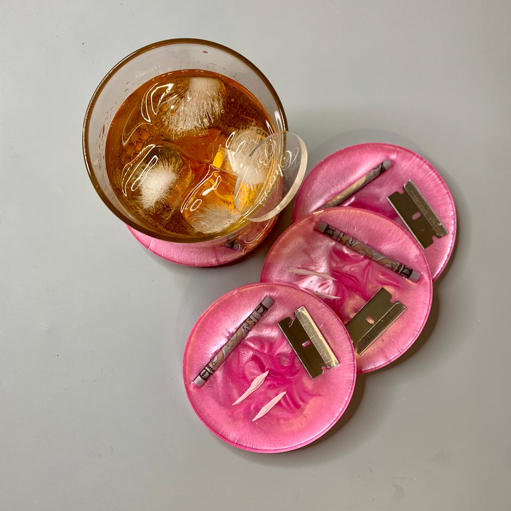 Hot Pink Studio 54 Nose Candy Coaster Set