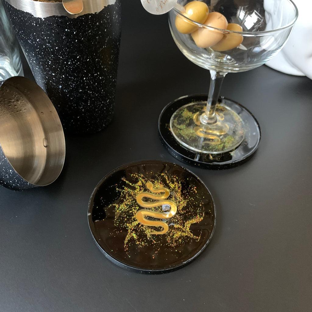 Golden Serpent in Gold Dust Coasters