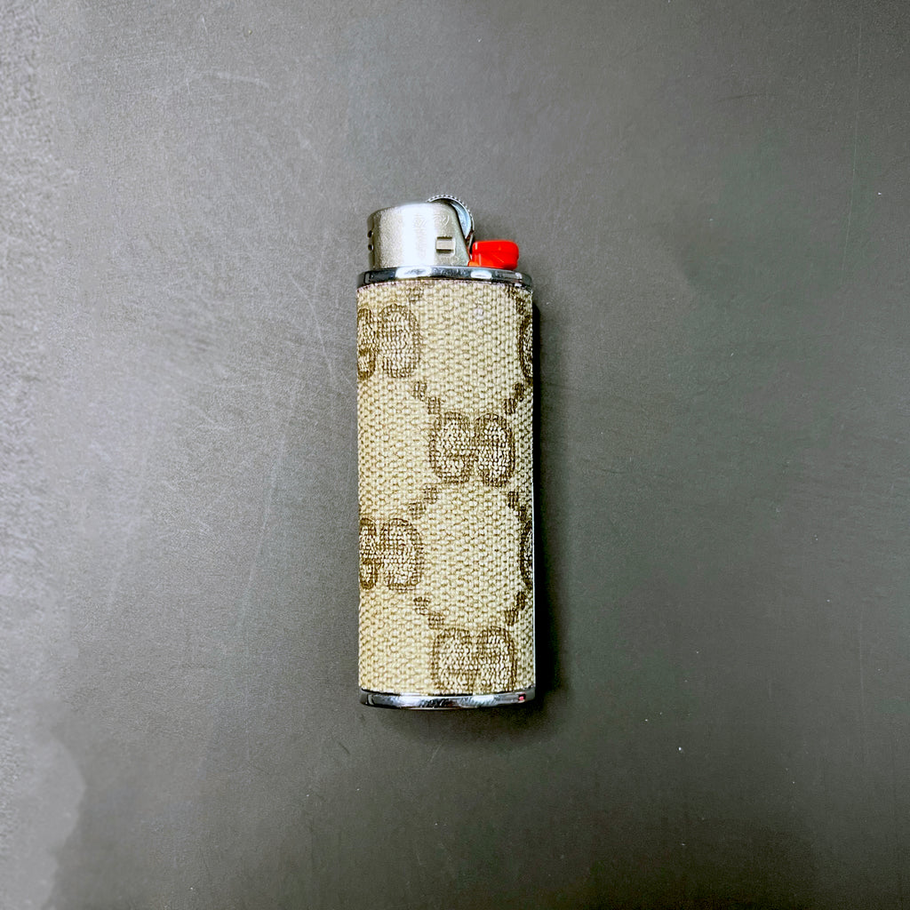Classic Large Tan/Brown GG Monogram Lighter Cover