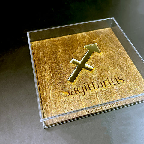 Sagittarius Wood & Gold Mirrored Acrylic Rolling Tray