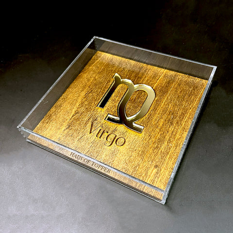 Virgo Wood & Gold Mirrored Acrylic Rolling Tray