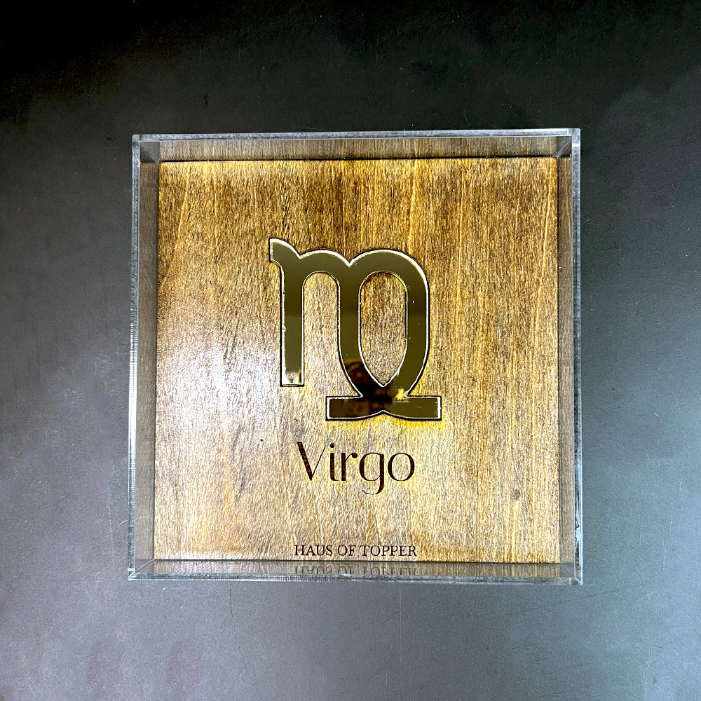 Virgo Wood & Gold Mirrored Acrylic Rolling Tray