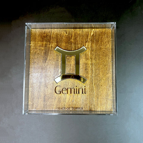 Gemini Wood & Gold Mirrored Acrylic Rolling Tray