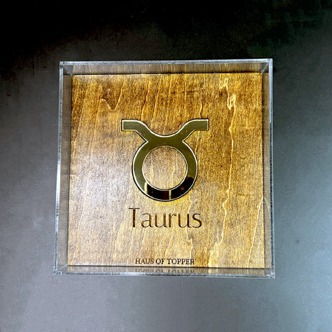 Taurus Wood & Gold Mirrored Acrylic Rolling Tray
