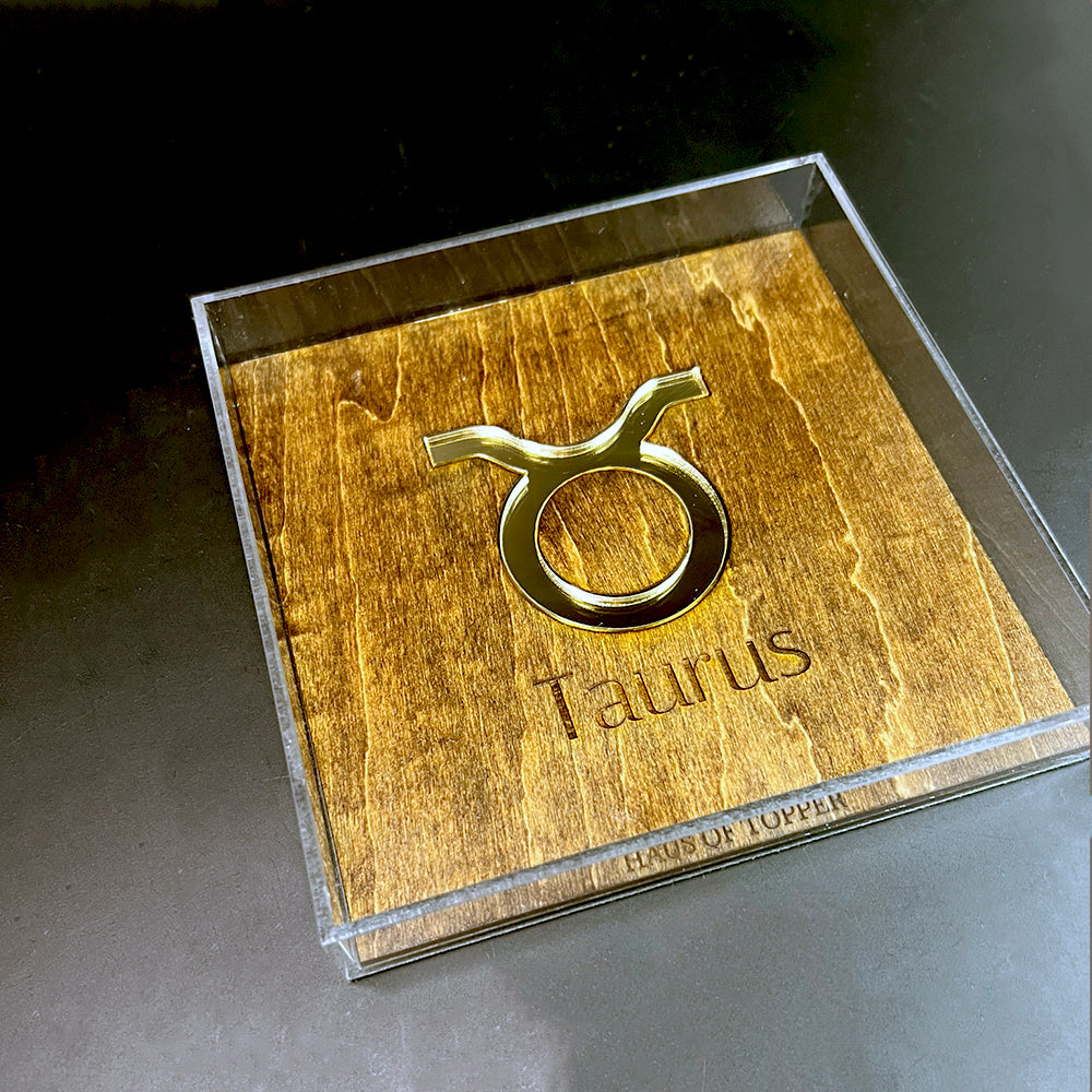 Taurus Wood & Gold Mirrored Acrylic Rolling Tray