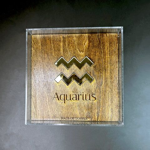 Aquarius Wood & Gold Mirrored Acrylic Rolling Tray