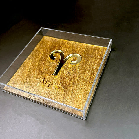 Aries Wood & Gold Mirrored Acrylic Rolling Tray