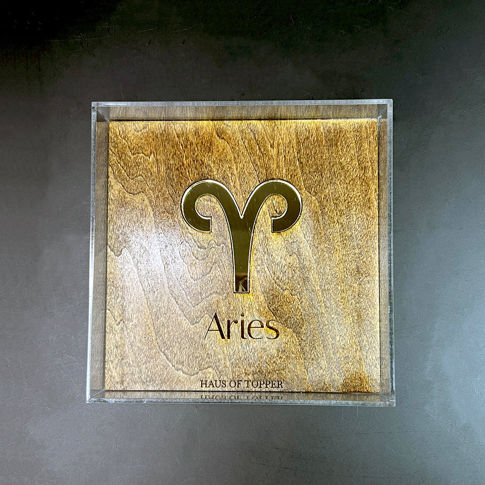 Aries Wood & Gold Mirrored Acrylic Rolling Tray