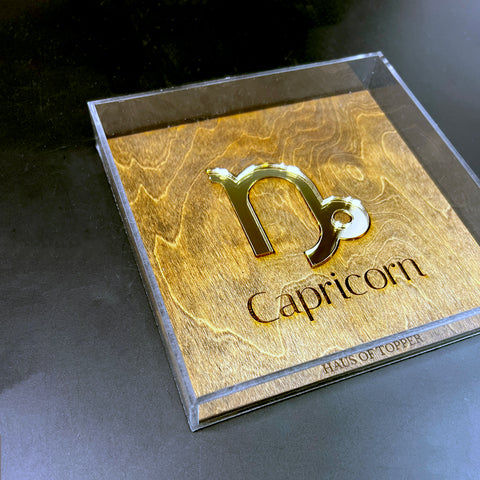 Capricorn Wood & Gold Mirrored Acrylic Rolling Tray