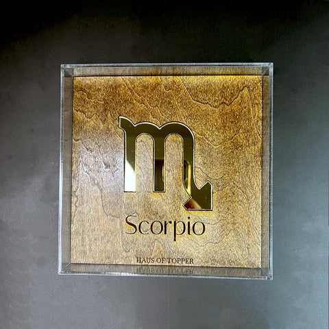 Scorpio Wood & Gold Mirrored Acrylic Rolling Tray