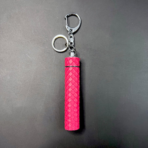 Barbie pink python wrapped joint carrier key charm and bag accessory